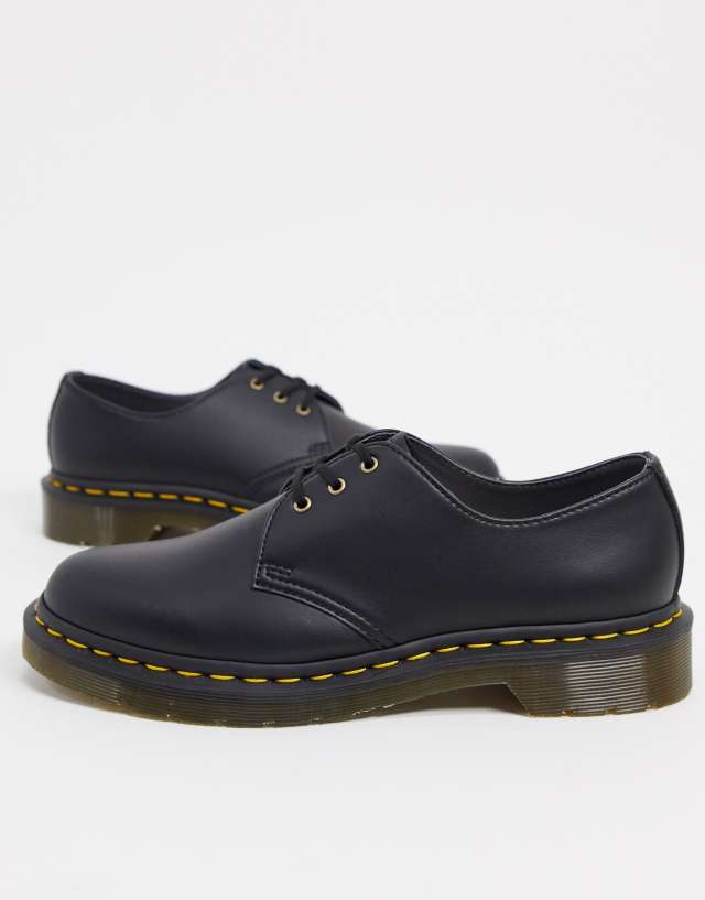 Dr Martens Vegan 1461 3 eye flat shoes in black