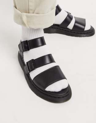 dr martens gryphon strap sandals in black