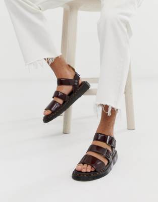 dr martens gryphon strap sandals in black