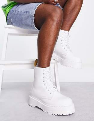 Dr Martens Vegan Jadon Mono 8 Eye Boots in Optical White Kemble