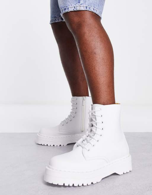 Dr Martens Vegan Jadon Mono 8 Eye Boots in Optical White Kemble ASOS