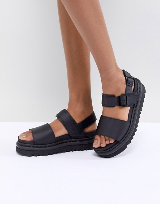 Dr Martens Voss black Leather Flat Chunky Sandals | ASOS