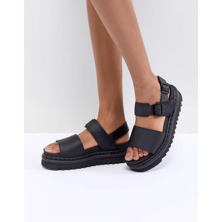 Dr Martens Voss black Leather Flat Chunky Sandals