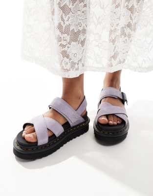 Dr Martens Voss II cross strap sandals in lilac leather