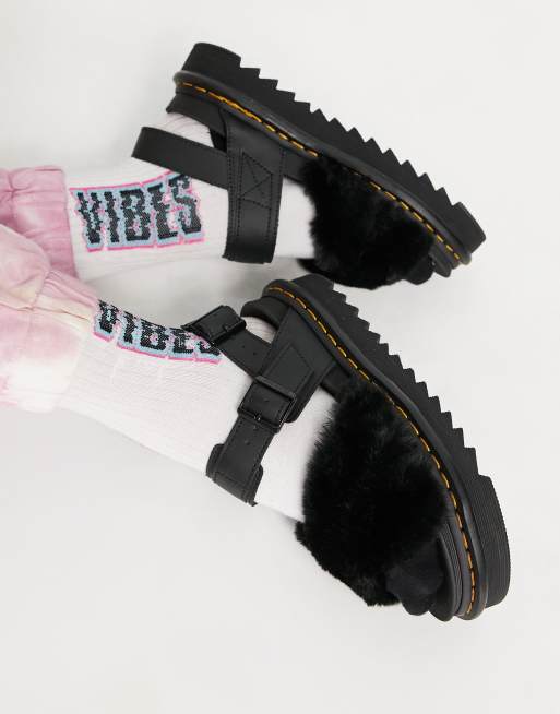 Dr Martens Voss II Fluffy sandals in black