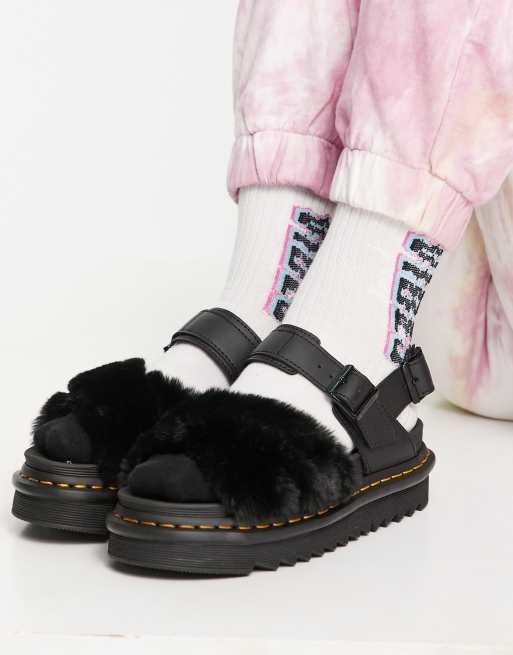 Pink fluffy hotsell dr marten sandals