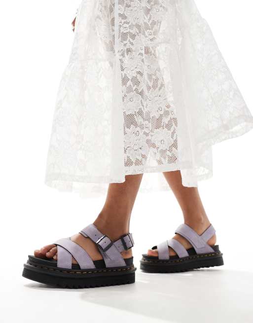 Dr Martens - Voss II - Lyslilla sandaler med krydsremme i læder, 3 af 4