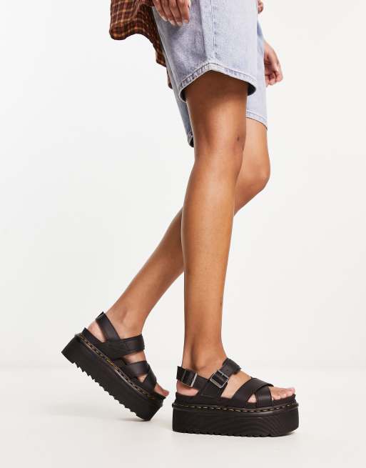 Dr. Martens Women's Voss Quad Sandal - Chunky Platform Sandals With Adjustable Buckle Straps
