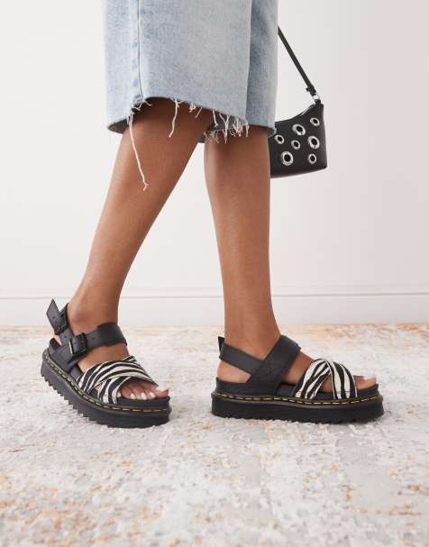 Dr Martens Voss II sandals in zebra print - view 1