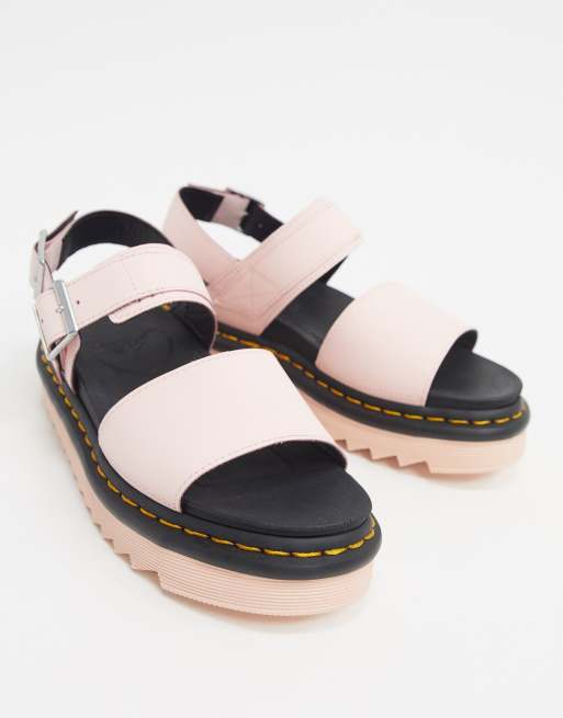 Dr martens voss pink leather hot sale flat sandals