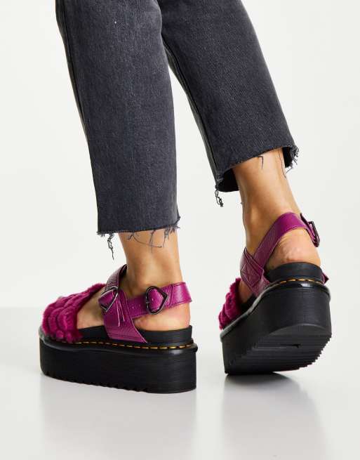 Dr Martens – Voss Quad – Flauschige Sandalen in Fuchsia mit herzförmigen Details, 2 von 4