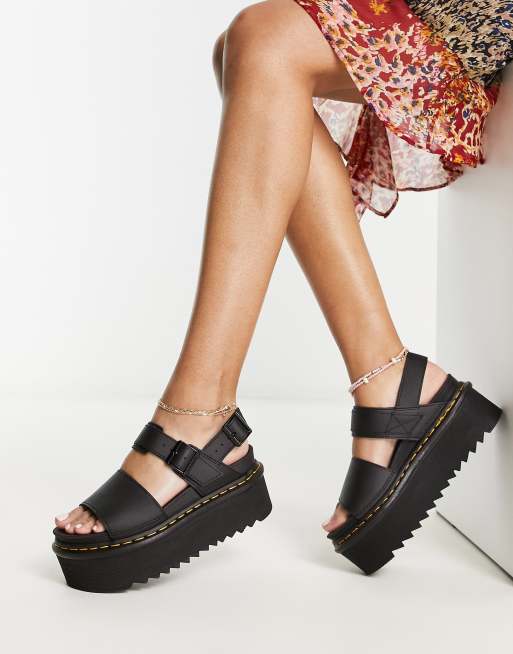 Dr Martens Voss Quad leather sandals in black | ASOS