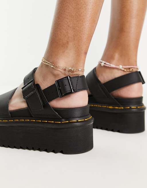Dr Martens Voss Quad leather sandals in black | ASOS