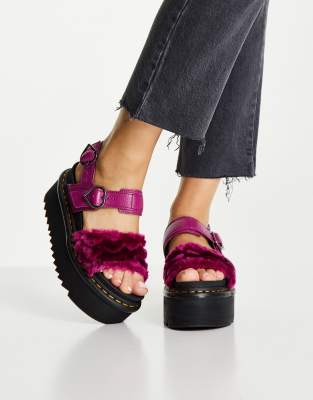 women's voss quad fluffy faux fur platform sandals