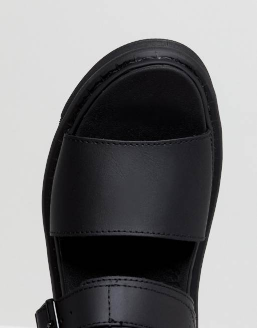 Dr Martens - Voss - Sandali bassi con suola spessa in pelle neri, 3 di 4