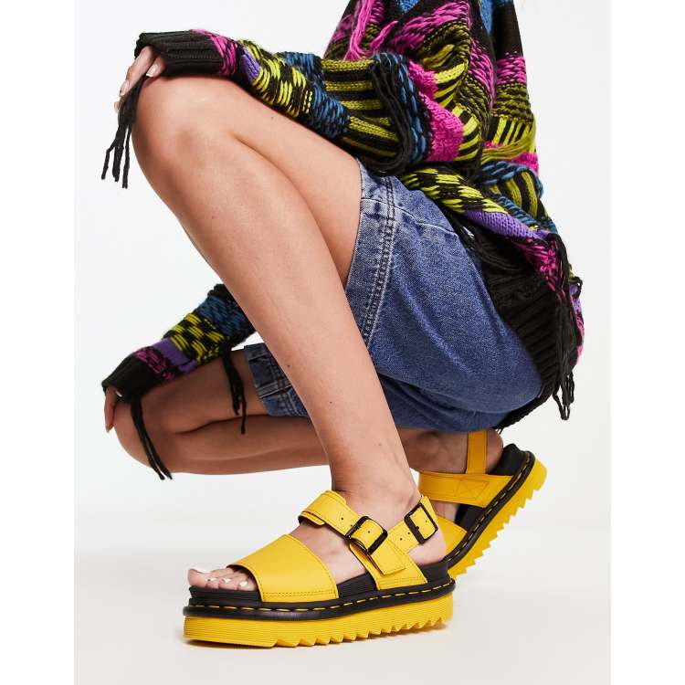 Yellow dr martens store sandals