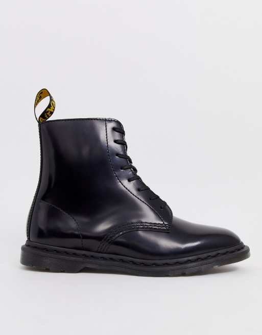 Dr Martens Winchester 8 eye boots in black polished smooth ASOS