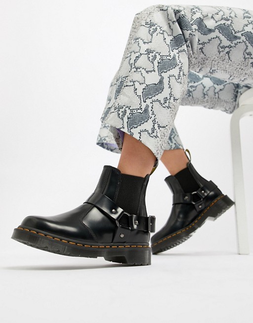 Dr Martens Wincox Black Leather Harness Chunky Chelsea Boots