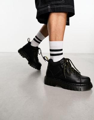 Dr Martens Woodard 7 eye shoes in black grizzly leather