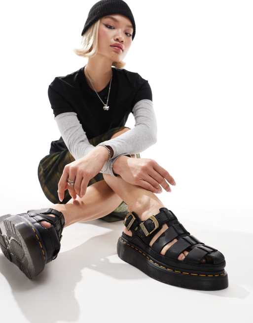 Dr Martens Wrenlie quad caged sandals in black Dr Martens Voss black Leather Flat Chunky Sandals ClassicfuncenterShops