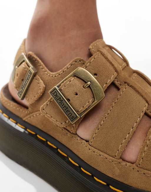 Dr. Martens - Wrenlie - Quad - Sandalen met bandjes in bruin suède, 4 van 4