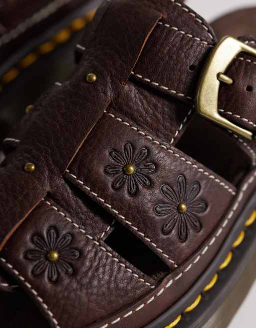 Dr Martens - Wrenlie - Sandali marrone scuro con fiori in rilievo, 2 di 4