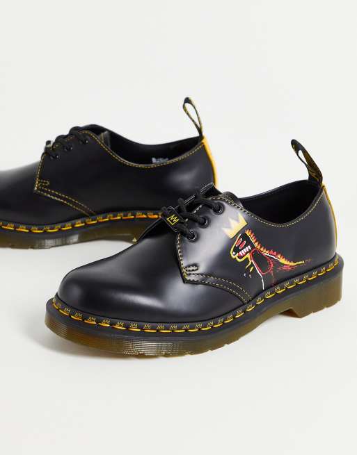Dr Martens x Basquiat 1461 3 eye flat shoes in black