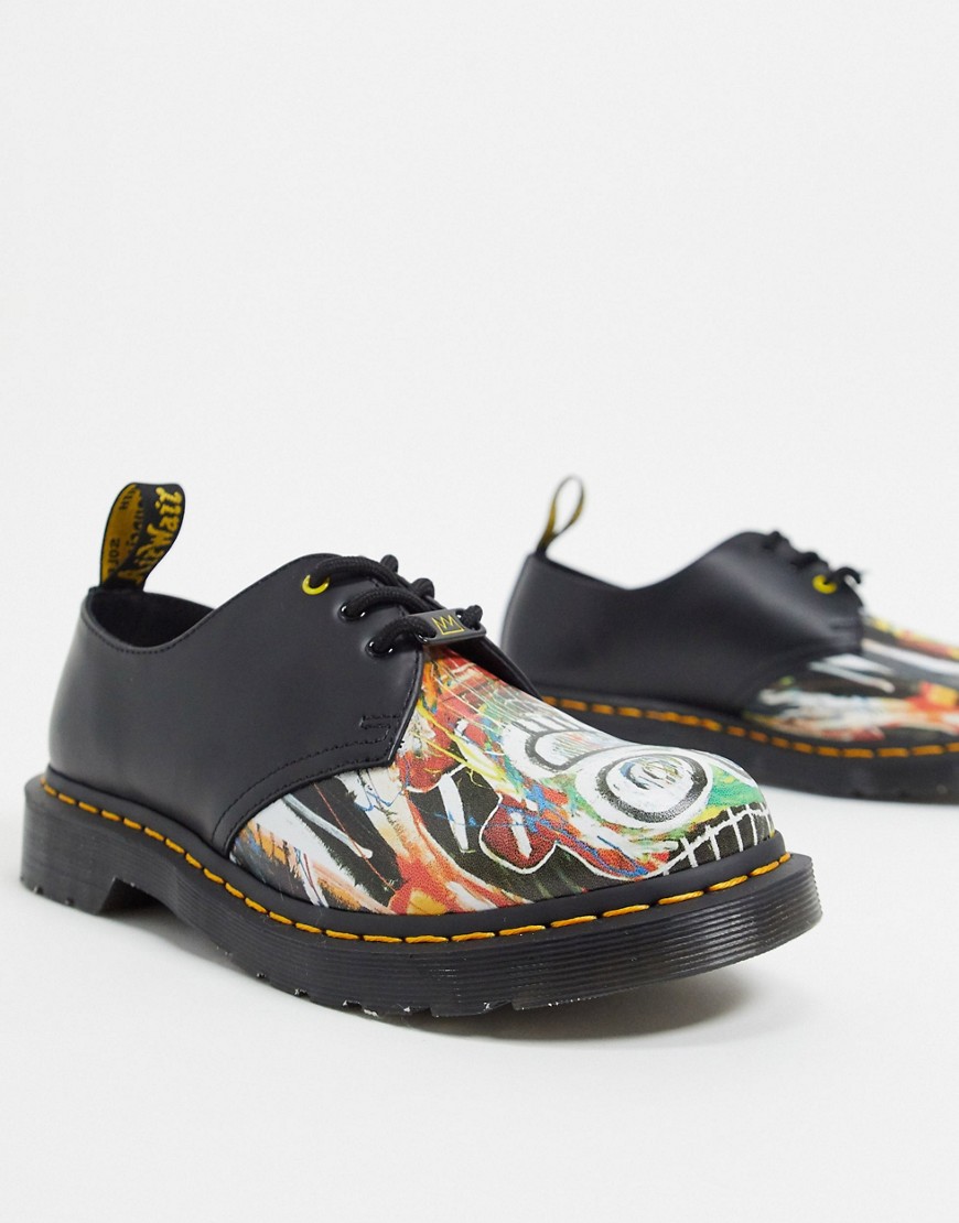 Dr Martens x Basquiat – 1461 – Svarta skor med 3 öljetter