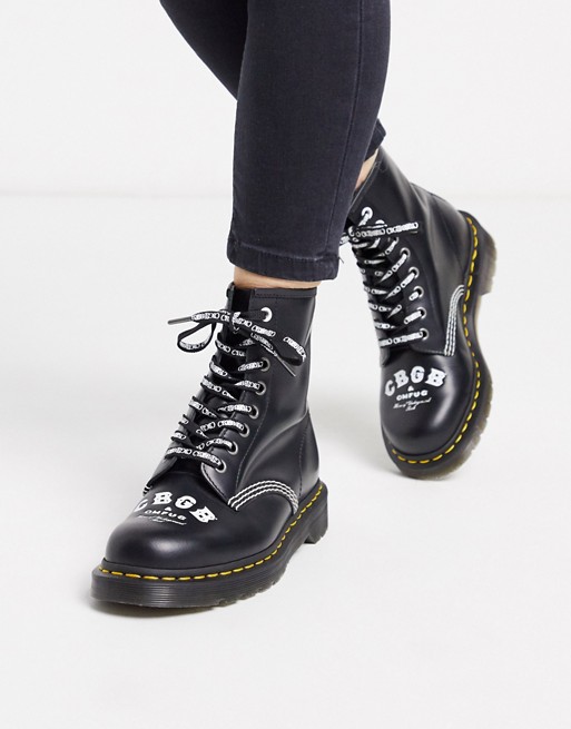 Dr Martens x CBGB 1460 flat ankle boots in black