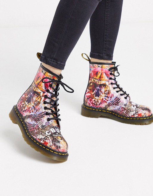 Dr Martens x CBGB 1460 flat ankle boots in multi print