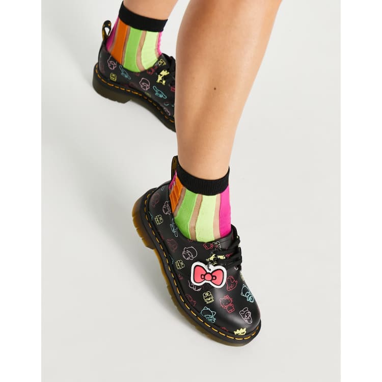 1461 Women's Hello Kitty Platform Shoes in Black+White | Dr. Martens