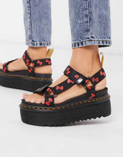 Dr Martens x Hello Kitty vegan bow strap chunky sandals in black