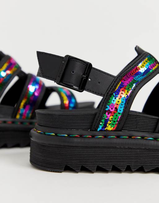 Dr Martens Yelena sandals in rainbow sequin ASOS