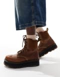 [Dr Martens] Dr Martens Zebzag 8 tie boots in tan leather-Brown 47 TAN
