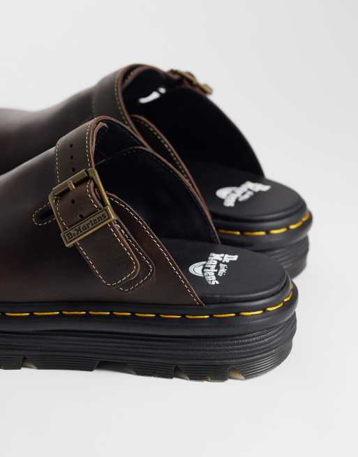 Dr Martens ZebZag crazy horse leather mules in dark brown, 3 of 4