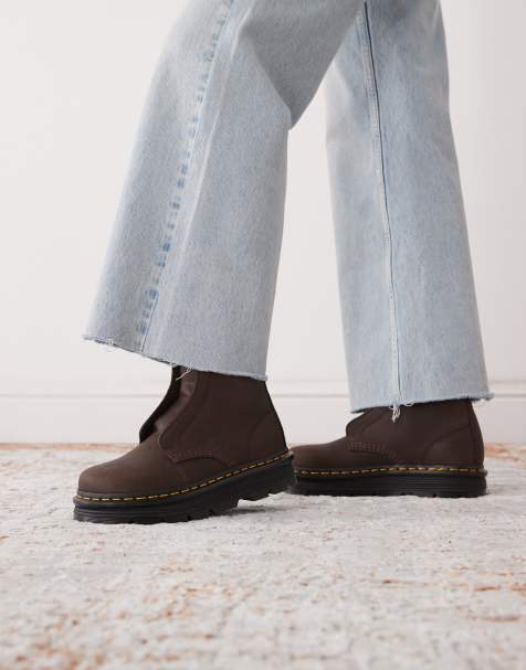 Dr Martens ZebZag laceless boot in dark brown wyoming - view 1