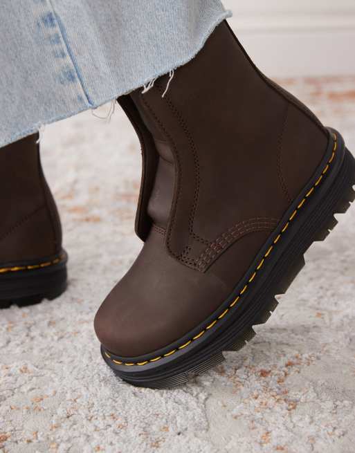 Dr Martens ZebZag laceless boot in dark brown wyoming, 3 of 4