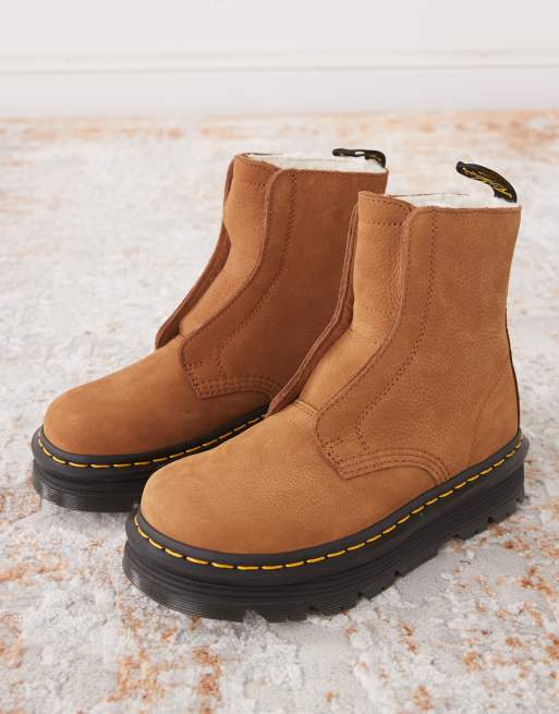 Dr Martens ZebZag laceless boot in desert brown milled nubuck, 3 of 4
