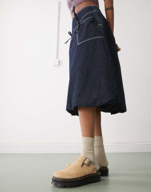 Dr Martens ZebZag mules in tan suede
