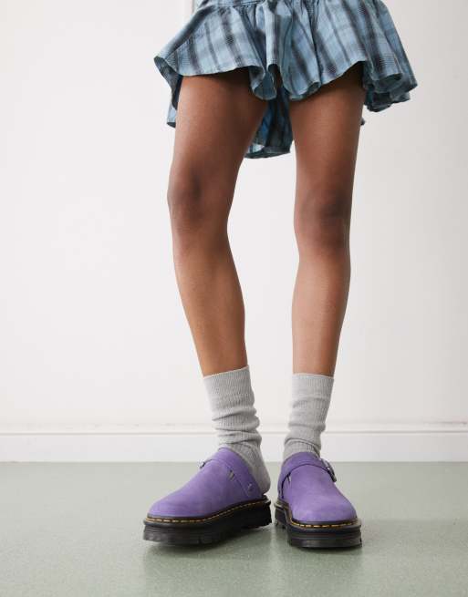 Dr Martens★ZEBZAG ミュール★兼用★TWILIGHT PURPLE Zebzag Suede Casual Slingback Platform Mules in Twilight