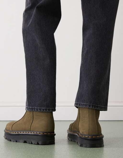 Dr Martens Zebzag Rigger boot in olive milled nubuck | ASOS