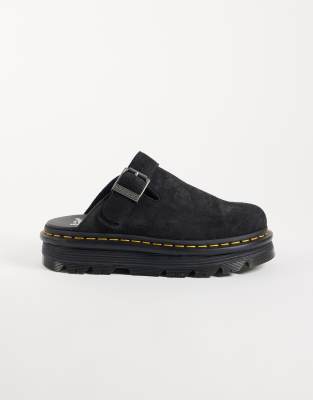 Dr. Martens Scamosciata Mules Platform Zebzag Camoscio Con Cinturino Nero Uomo Taglia 36 - Immagine 9