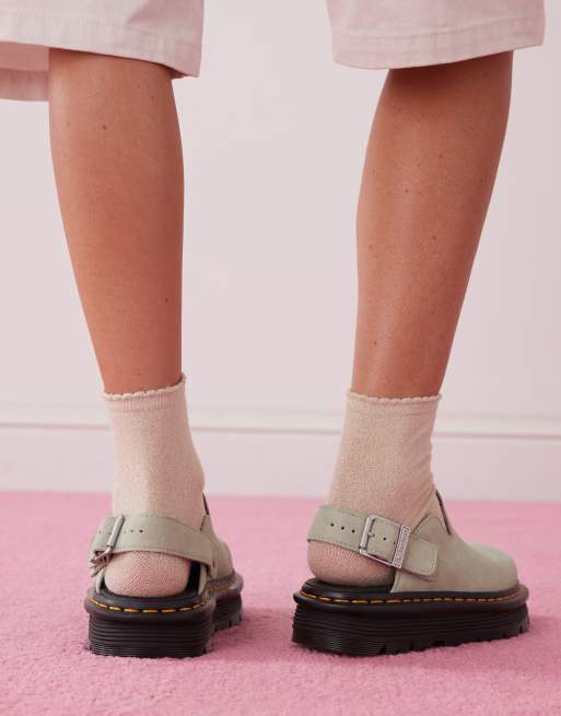 Dr Martens – ZebZag – Salviagröna, platta skor med öppen häl, 3 av 4