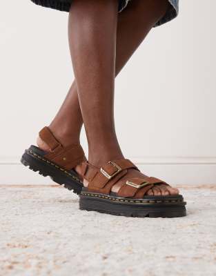 Dr. Martens - ZebZag - Sandalen aus gewalktem Nubukleder in Braun-Brown