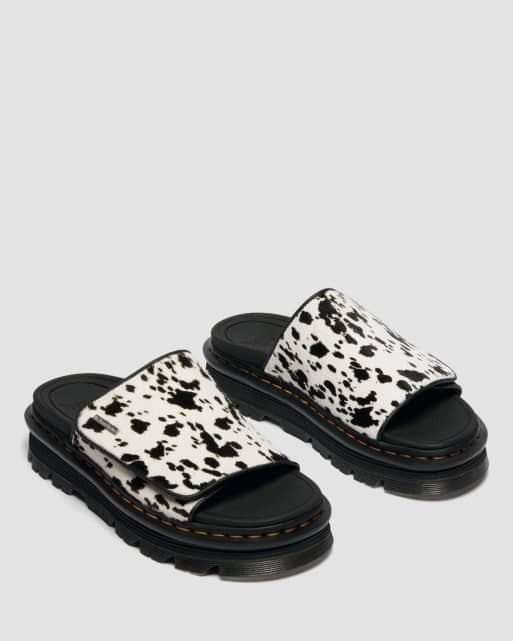 Dr. Martens - ZebZag - Sliders in cavallino neri con stampa dalmata, 2 di 4