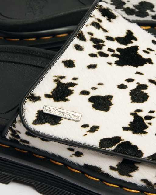 Dr. Martens - ZebZag - Sliders in cavallino neri con stampa dalmata, 3 di 4