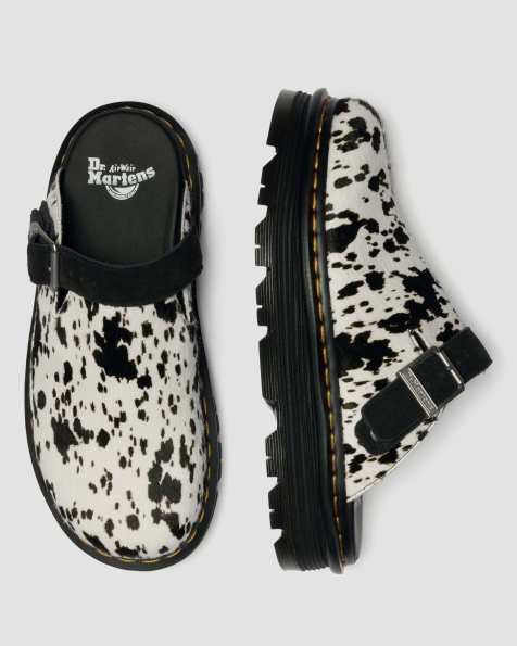 Dr Martens - ZebZag - Sorte mules med dalmantinerprint og hår - view 1