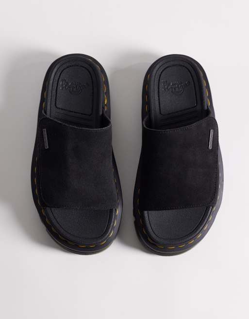 Dr. Martens – ZebZag – Svarta, platta skor med öppen häl i mocka, 3 av 4