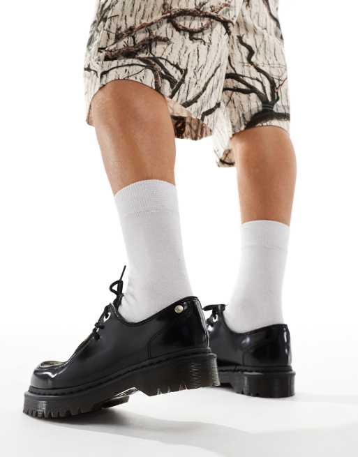 Dr Martens - Zeffir - Sko i sort læder med 3 snørehuller, 2 af 4