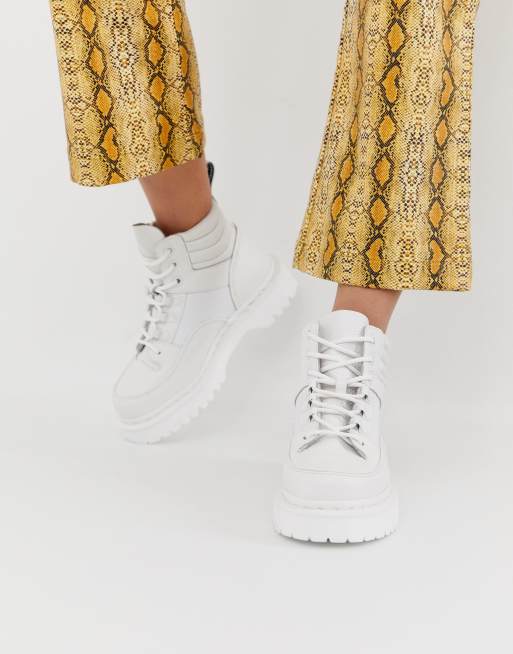 Dr Martens Zuma flat leather boots in white